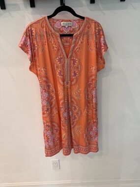 Hale Bob Orange Paisley Shift with Pink Accents